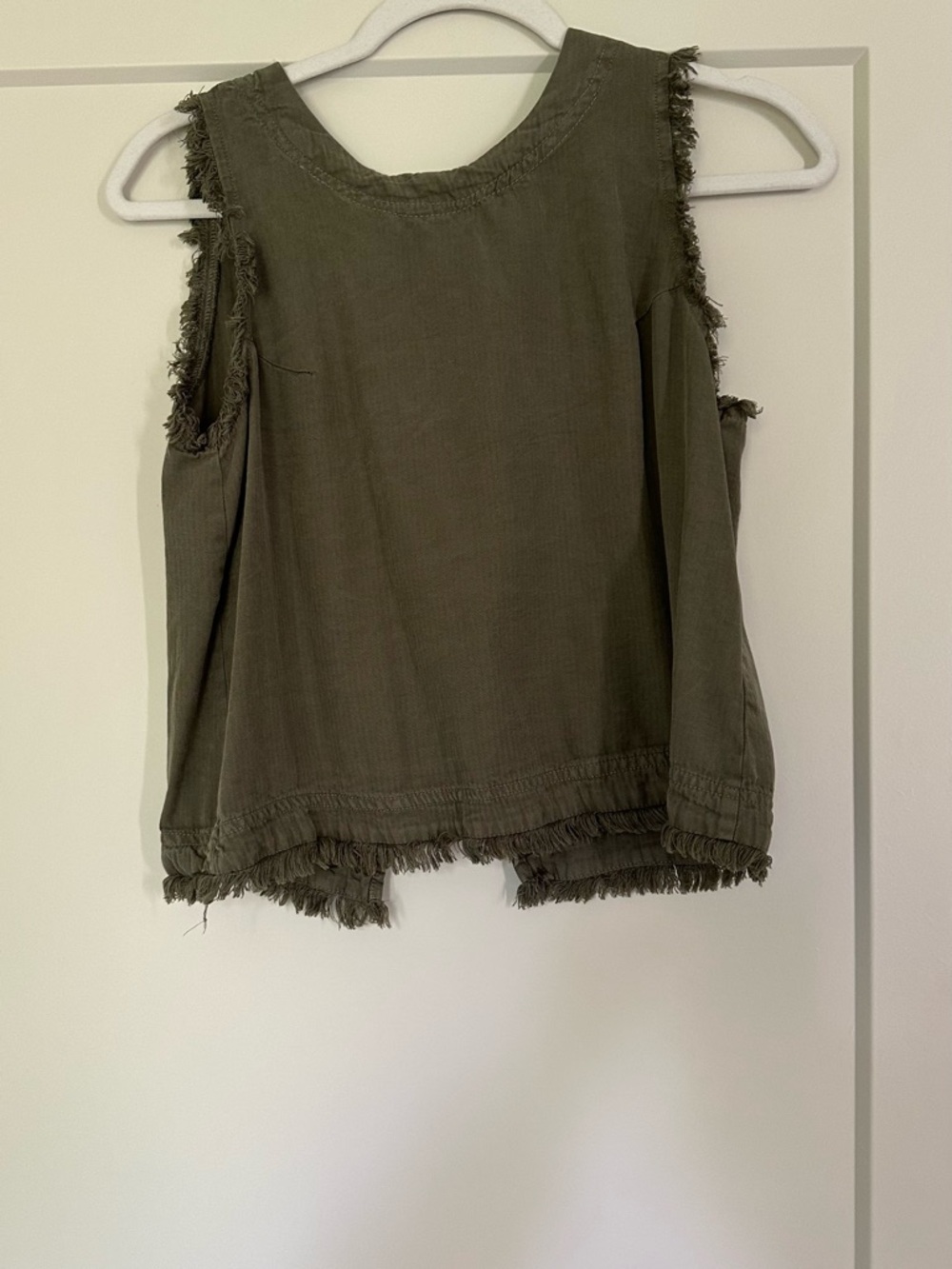 Altar'd State Olive Fringe-Trim Tank